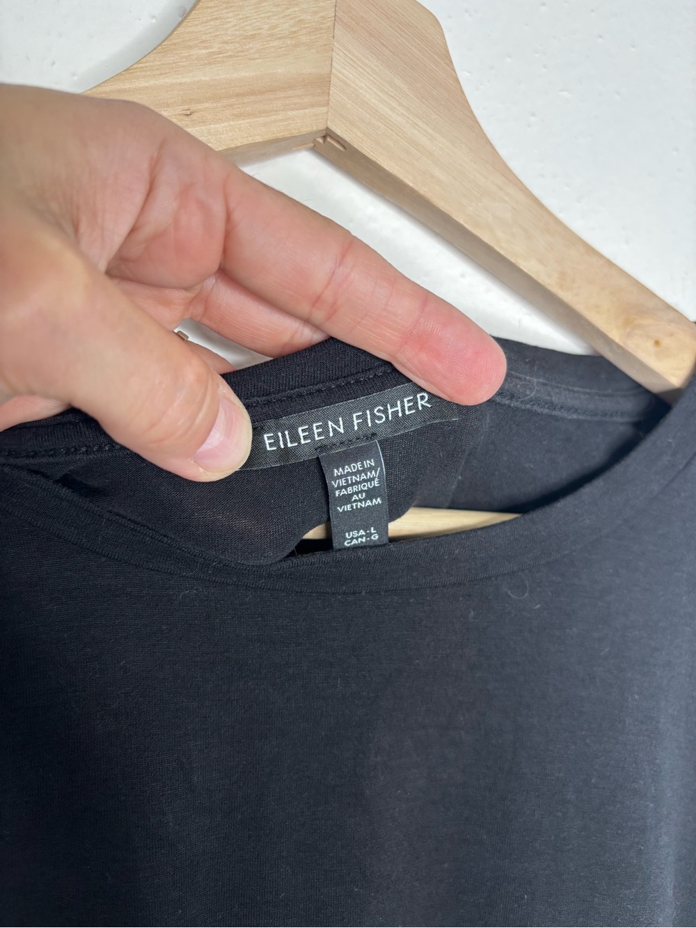 Eileen Fisher Black Jersey Boxy Short Sleeve Top Size L EUC - Picture 6 of 6